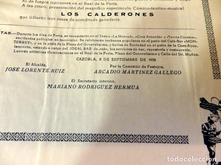 Carteles feria: CAZORLA, 1958, PROGRAMA DE FESTEJOS, MUY RARO, 40X27 CMS - Foto 2