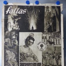 Carteles Feria: CARTEL DE VALENCIA FALLAS, AÑOS 1940, PUBLICIDAD PEDRO DOMECQ, JEREZ VINOS COÑAC, FOURNIER