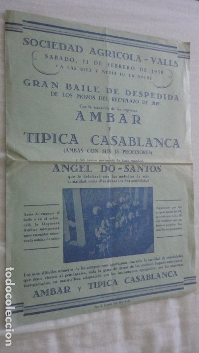 Cartel Baile Despedida Mozos Reemplazo Orquesta Buy Old Posters Of Fairs Festivals And Celebrations At Todocoleccion