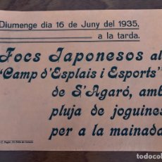 Carteles Feria: S´ AGARÓ GIRONA FERIA JOCS JAPONESOS JUNY DEL 1935
