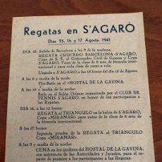 Carteles Feria: S´ AGARÓ GIRONA FERIA REGATAS 1941