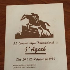Carteles Feria: S´ AGARÓ GIRONA PROGRAMA II CONCURS HIPIC INTERNACIONAL DE 1935