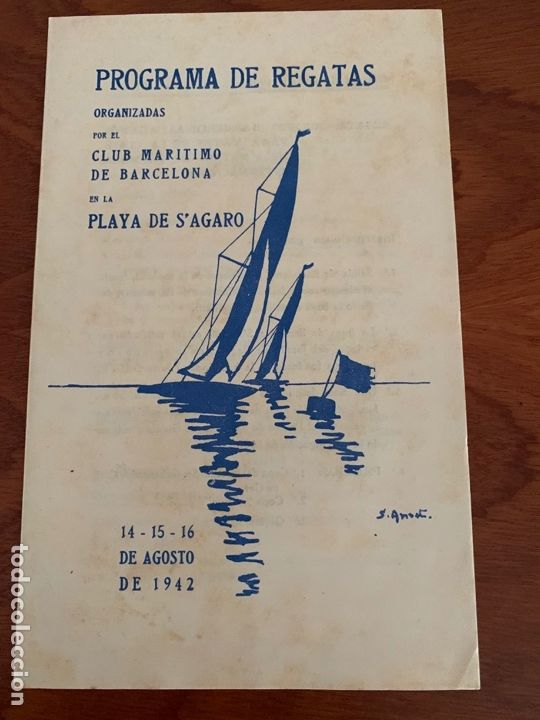 Carteles feria: S&acute; AGAR&Oacute; GIRONA PROGRAMA DE REGATAS 1942 - Foto 1