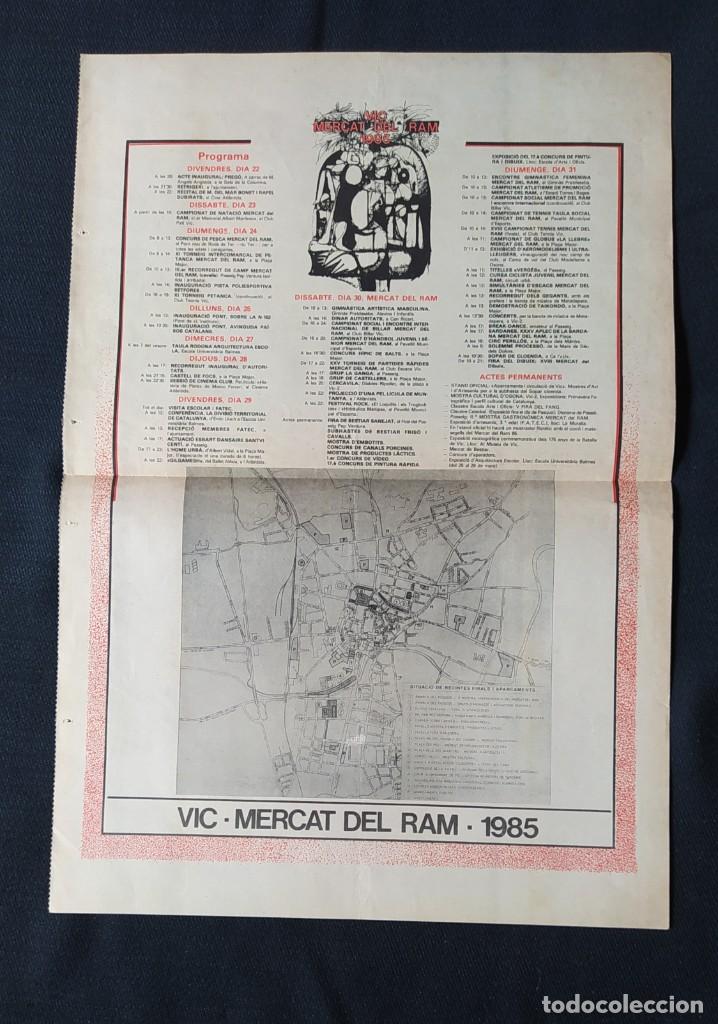 Carteles feria: GRAN AUCA DEL MERCAT DEL RAM DE VIC 1985. PROGRAMA DE ACTOS - Foto 2