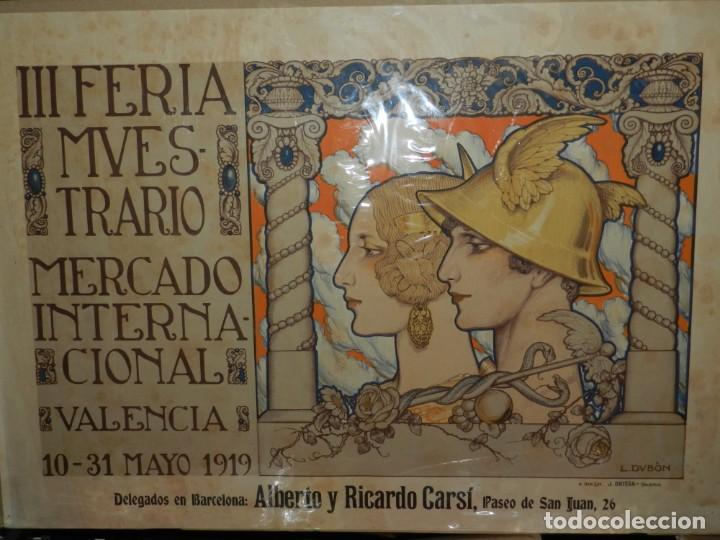 Carteles Feria: (M) CARTEL ORIGINAL - III FERIA MUESTRARIO MERCADO INTERNACIONAL, VALENCIA 1919, ILUST. L DUBÓN - Foto 5 - 219898010