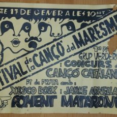 Carteles Feria: CARTEL FESTIVAL DE LA CANÇÓ DEL MARESME CANCIÓN CATALANA 1978