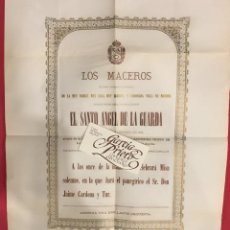Carteles Feria: CARTEL LOS MACEROS DEL AYUNTAMIENTO DE MADRID AL ANGEL DE LA GUARDA 1868, ERMITA DEL CRISTO DE LA