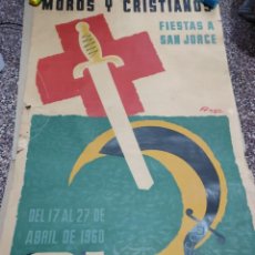 Carteles Feria: CARTEL GRANDE FIESTAS MOROS Y CRISTIANOS DE ALCOY 1960 ORIGINAL DE EPOCA DIFÍCIL. Lote 335855358