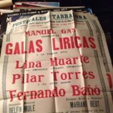 Carteles Feria: TARRAGONA 1959 MANUEL GAS PRESENTA LINA HUARTE, PILAR TORRES, FERNANDO BAÑO, DELFIN MULE. Lote 336762433