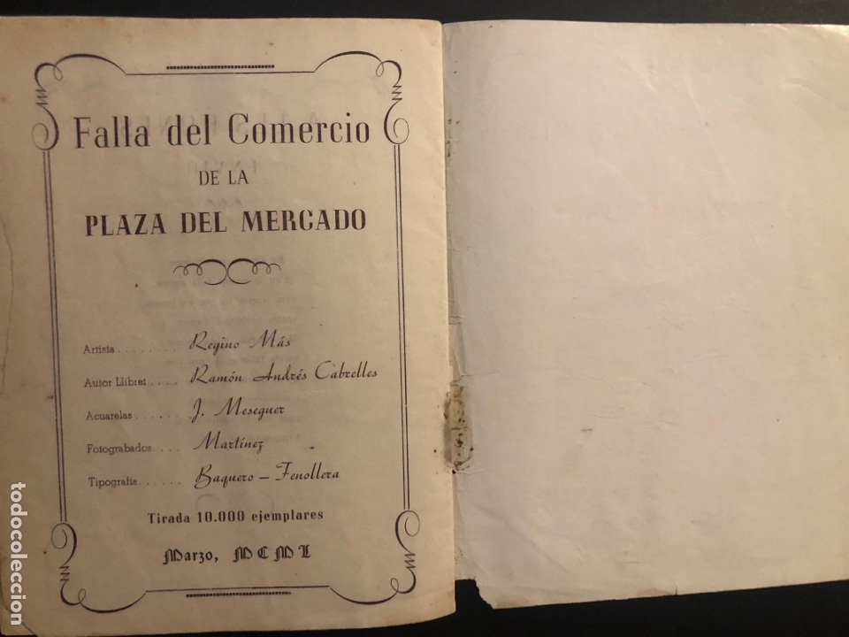 Carteles feria: Llibret falla del comerc de la plaza del mercado central 1950 - Foto 12
