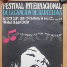 Carteles Feria: CARTEL FIESTAS FESTIVAL INTERNACIONAL DE LA CANCION DE BARCELONA FIESTAS DE LA MERCED 1968 CF124
