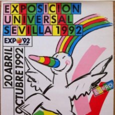 Carteles Feria: CARTEL EXPO'92 SEVILLA. 50X70 CM. 1992. EXPOSICIÓN UNIVERSAL. CURRO. Lote 354801818