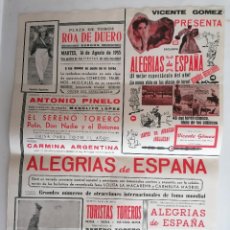 Carteles Feria: CARTEL PLAZA DE TOROS RUA DE DUERO , ALEGRIAS DE ESPAÑA, VICENTE GOMEZ Y CARMINA ARGENTINA,AÑO 1956. Lote 401328469