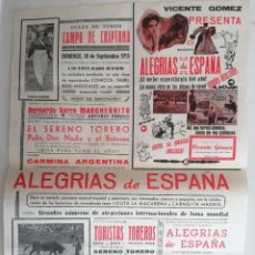Carteles Feria: CARTEL PLAZA TOROS CAMPO DE CRIPTAN , ALEGRIAS DE ESPAÑA, VICENTE GOMEZ Y CARMINA ARGENTINA,AÑO 1956. Lote 401328929