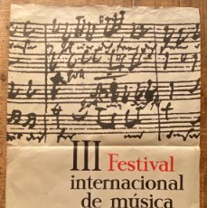 Carteles Feria: CARTEL: III FESTIVAL INTERNACIONAL DE MUSICA EN BARCELONA - AÑO 1965 - 98 X 68 CM