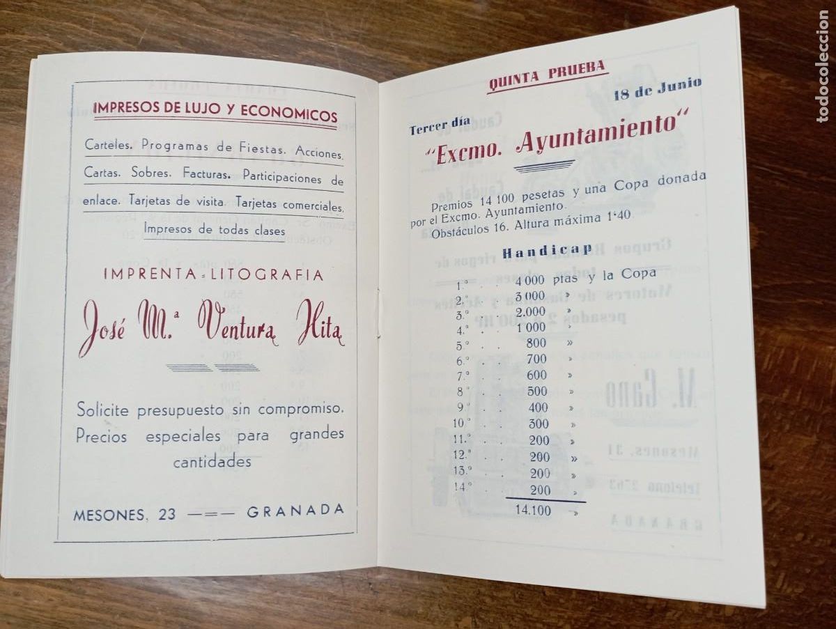 Carteles feria: 1952. Concurso h&iacute;pico nacional. Granada. Programa - Foto 4