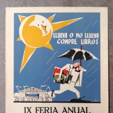 Carteles Feria: CARTEL ORIGINAL IX FERIA ANUAL DEL LIBRO DE OCASIÓN. BARCELONA, 1960. ANTÓN ROCA