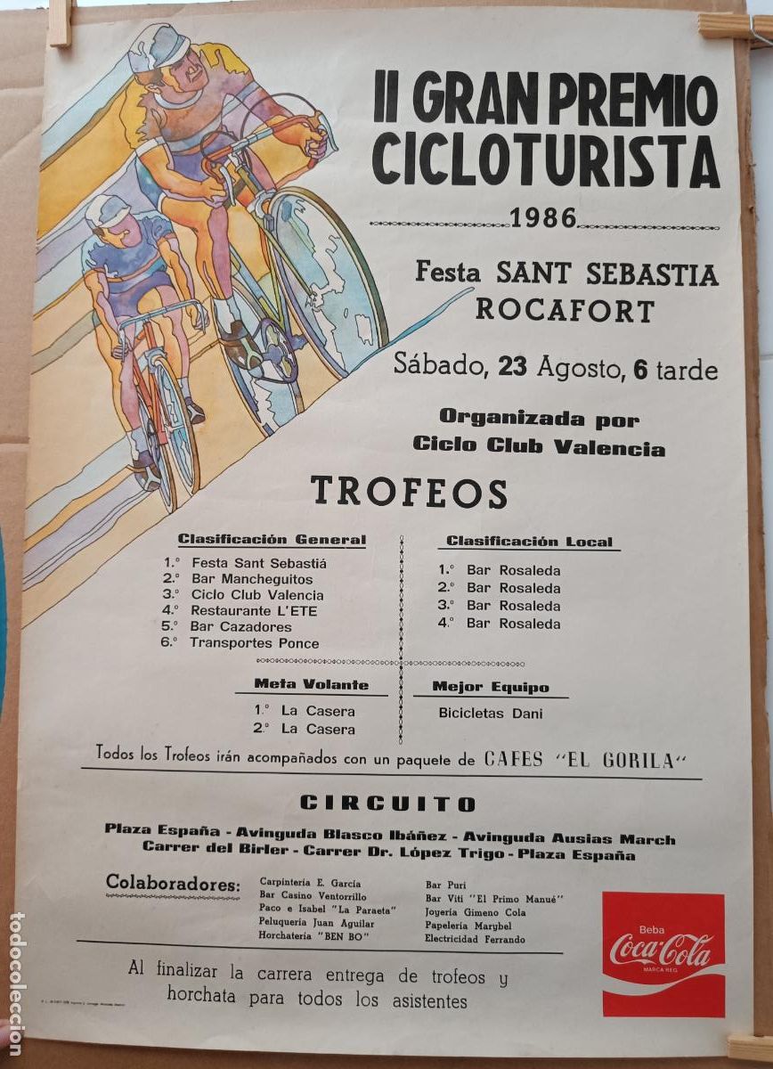 Fair Posters: CARTEL FIESTA II GRAN PREMIO CICLOTURISTA 1986 FESTA SANT SEBASTIA ROCAFORT VALENCIA