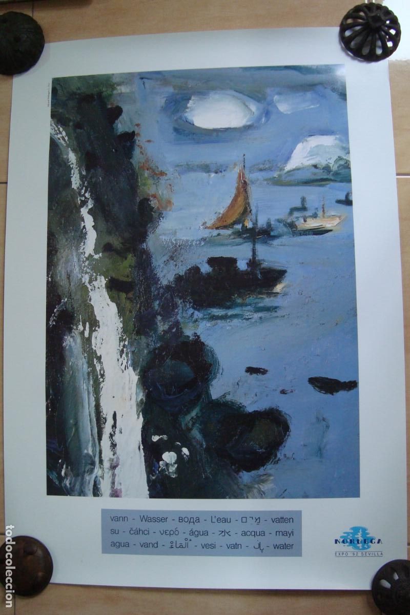 Affissi Fiera: ANTIGUO CARTEL NORUEGA SEVILLA EXPO 92. HARVARD VIKHAGEN 1952 PAINTING