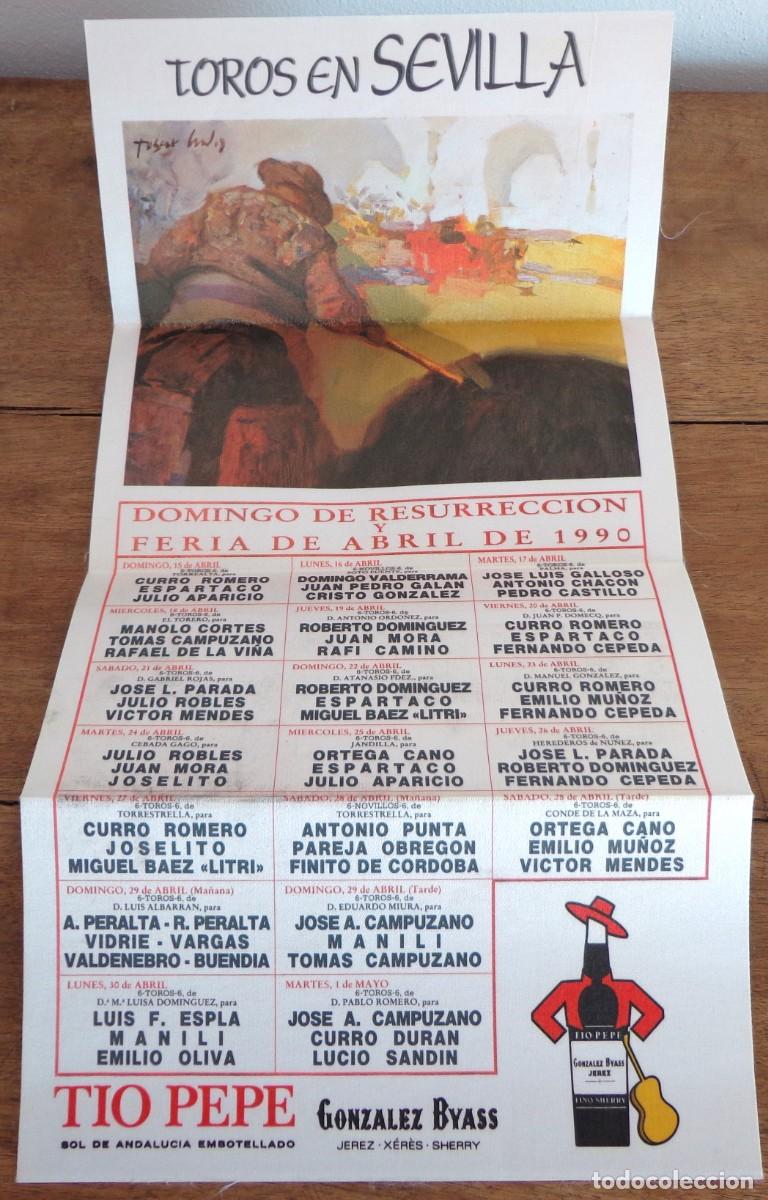 Fair Posters: CARTEL DE TOROS EN SEDA PLAZA DE SEVILLA FERIA DE ABRIL 1990. GONZALEZ BYASS