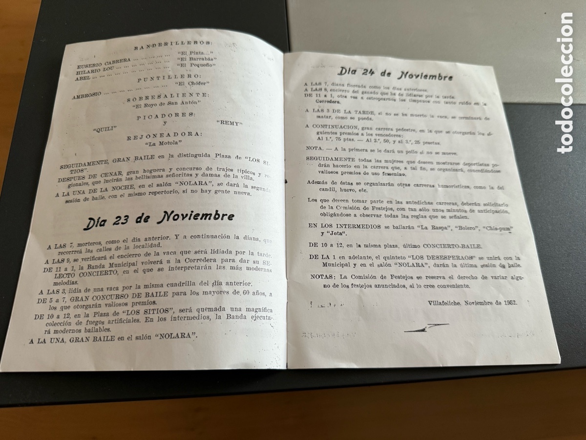 Carteles feria: VILLAFELICHE. Programa de Festejos. 1952 - Foto 3