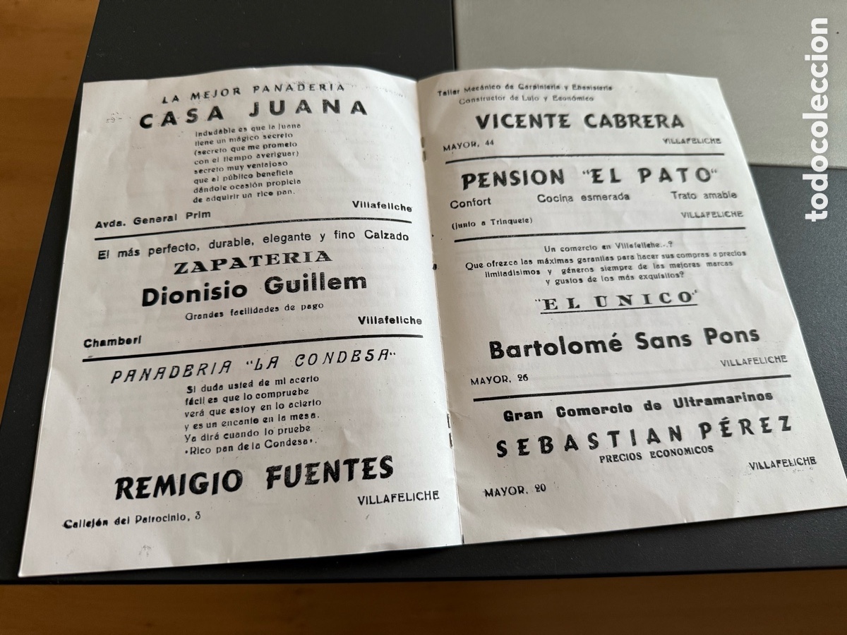 Carteles feria: VILLAFELICHE. Programa de Festejos. 1952 - Foto 4