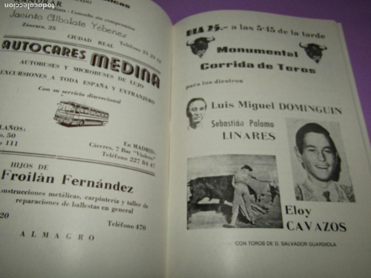 Carteles feria: Antiguo Programa de Feria de ALMAGRO del A&ntilde;o 1971 - Foto 2