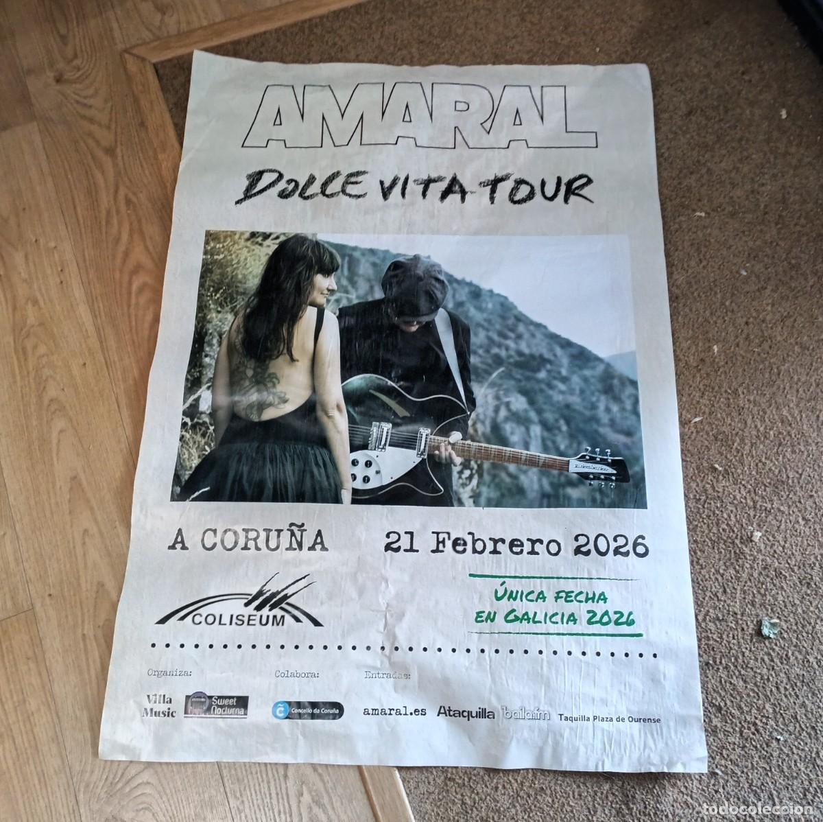 Carteles Feria: Cartel gran tama&ntilde;o. Amaral. Concierto A Coru&ntilde;a. Febrero 2026. Dolce Vita Tour. Despegado. 90 cm
