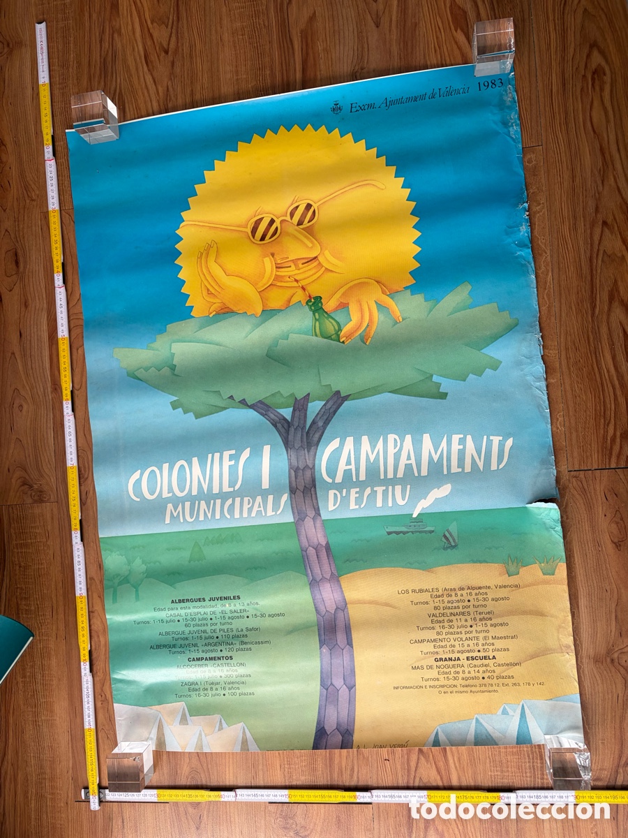 Carteles Feria: Cartel Poster original Joan Verdu Colonies i campaments municipals estiu 1983 Valencia