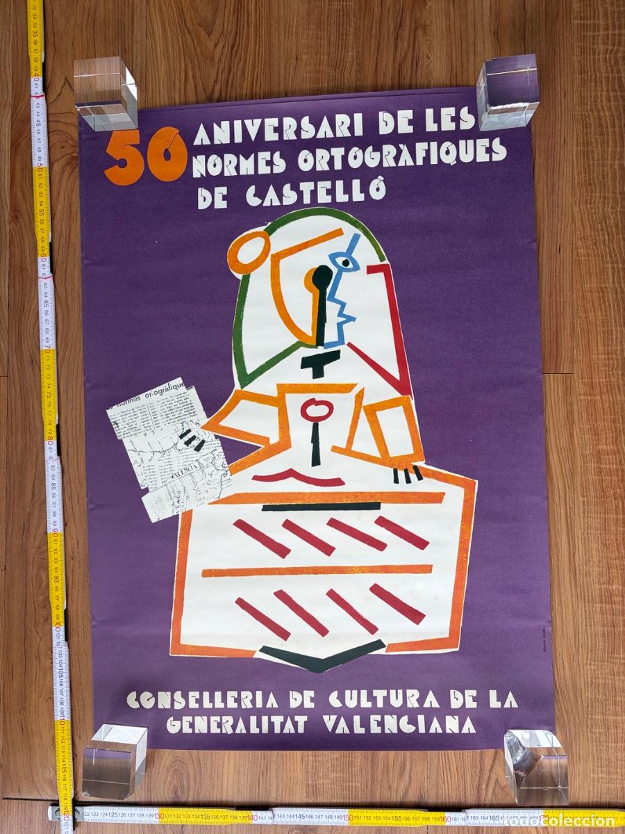 Carteles Feria: Cartel poster original Manolo Valdes 50 aniversari normes ortografiques castello valenciana