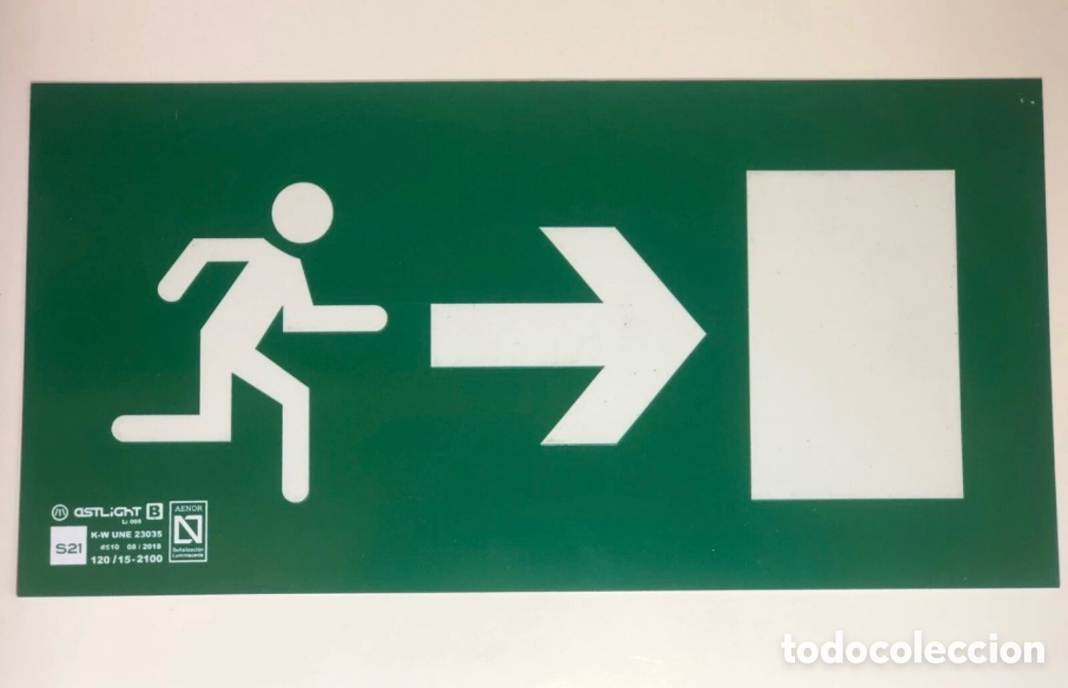 Carteles Feria: 2 Carteles Salida De Puerta de Emergencia a la Derecha 15x30 cm