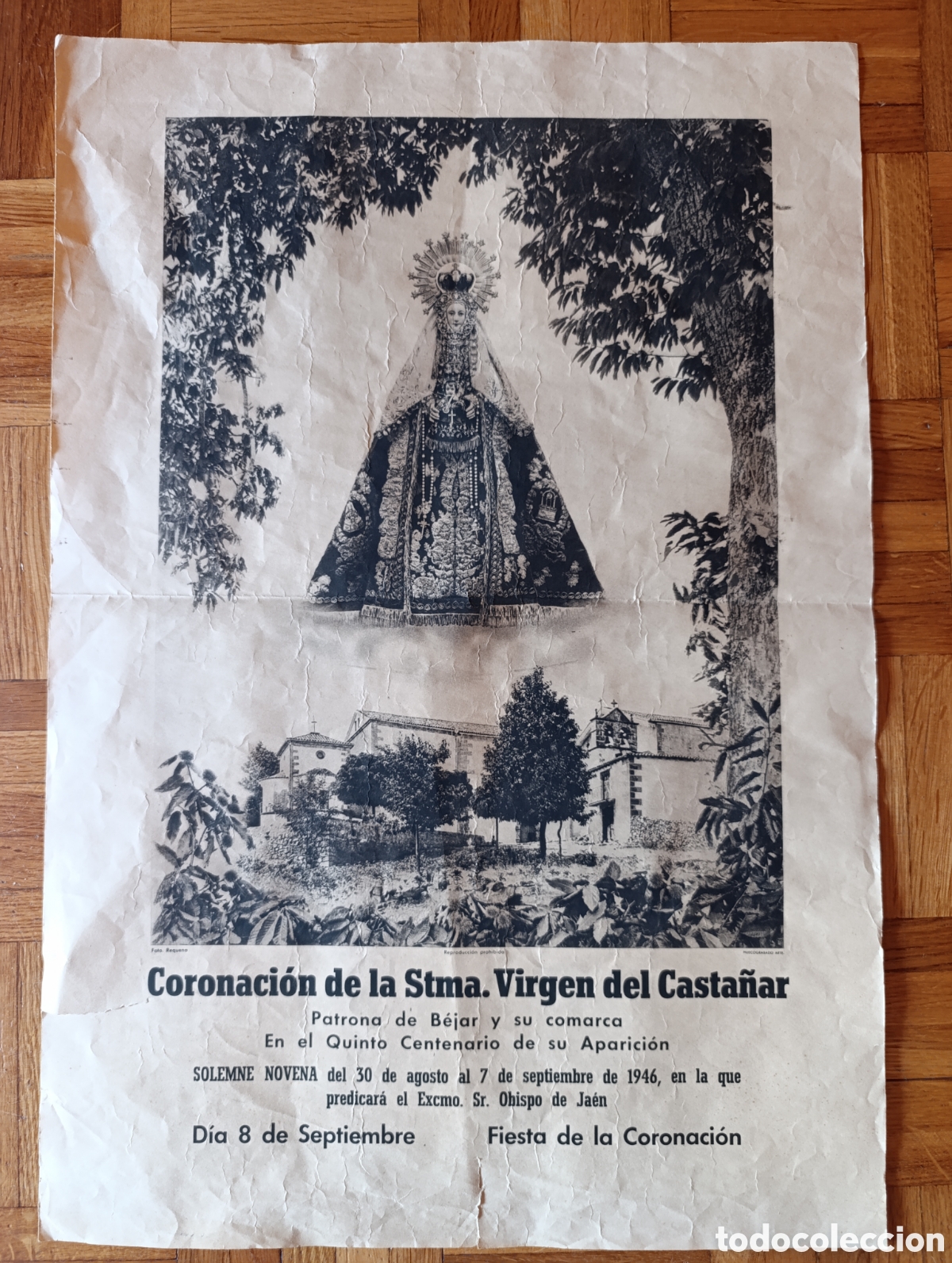 Carteles Feria: Cartel de la Fiesta de Coronaci&oacute;n de la Sant&iacute;sima Virgen del Casta&ntilde;ar - B&eacute;jar 1946