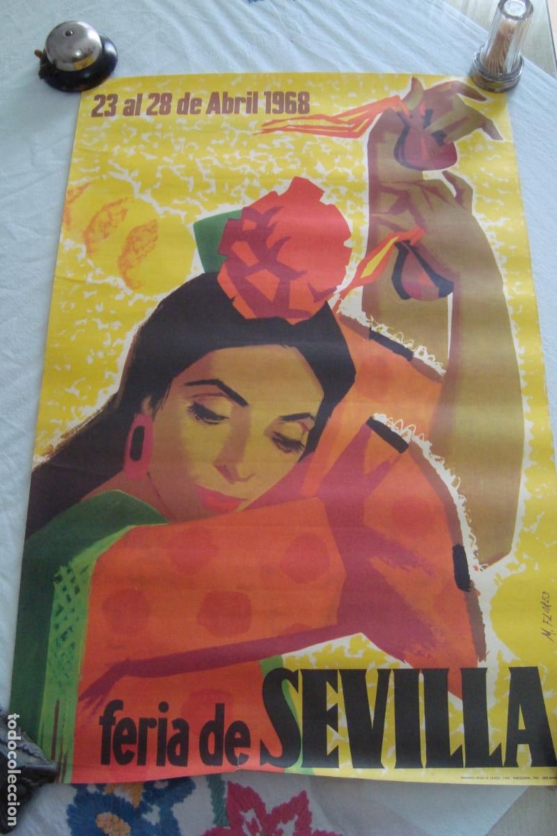Carteles Feria: ANTIGUO CARTEL ORIGINAL FERIA ABRIL SEVILLA 1968. SEIX BARRAL