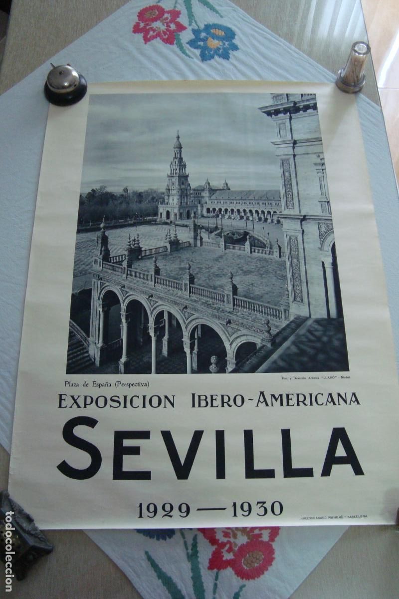 Carteles Feria: ANTIGUO CARTEL EXPOSICION IBERO AMERICANA IBEROAMERICANA SEVILLA 1929 - 1930. MUMBRU
