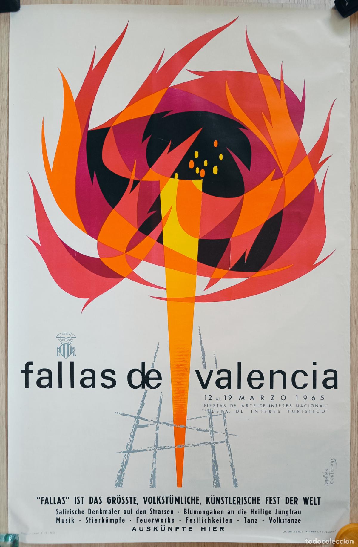 Carteles Feria: CARTEL FALLAS 1965 VALENCIA DAMIAN CONTRERAS FIESTAS SAN JOSE PFA2