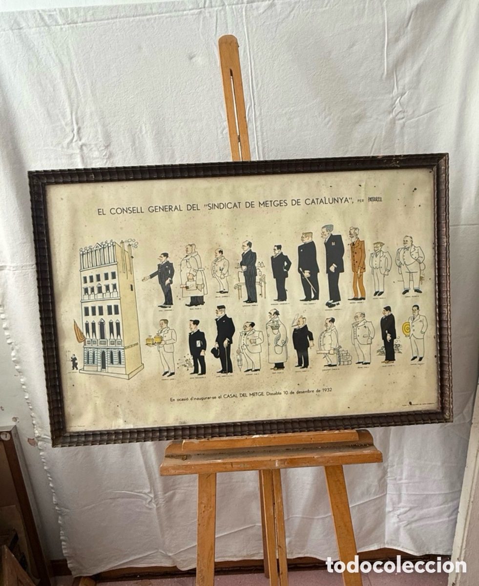 Affissi Fiera: Cartel original Sindicat de Metges de Catalunya Passarell 1932 inauguraci&oacute;n Casal del Metge.(90x56cm