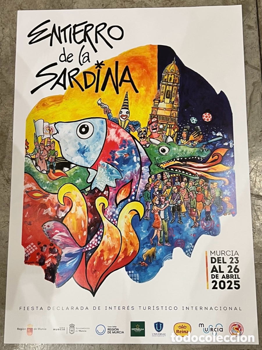 Carteles Feria: Cartel. Entierro de la Sardina. Murcia. &Aacute;lvaro Pe&ntilde;a. 2025.