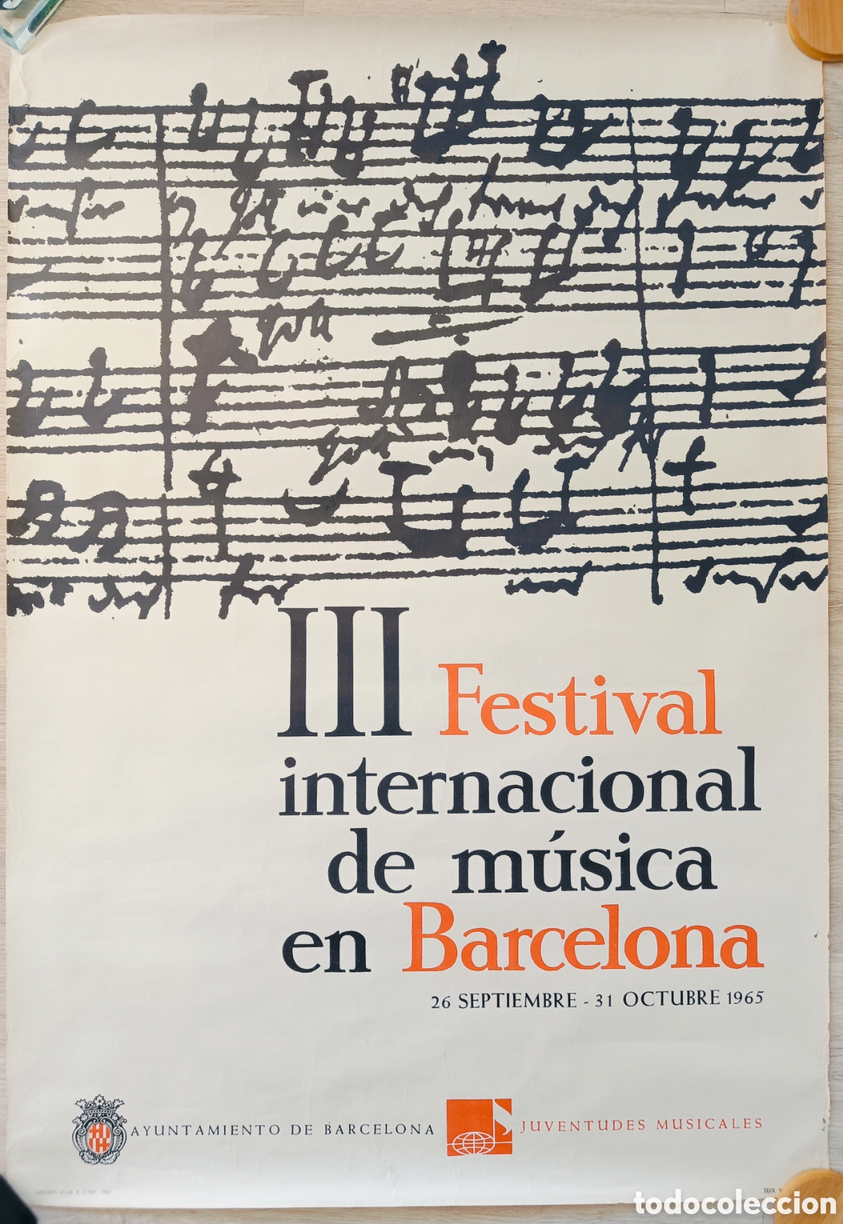 Affiches Foire: CARTEL III FESTIVAL INTERNACIONAL DE MUSICA BARCELONA 1965 CV7