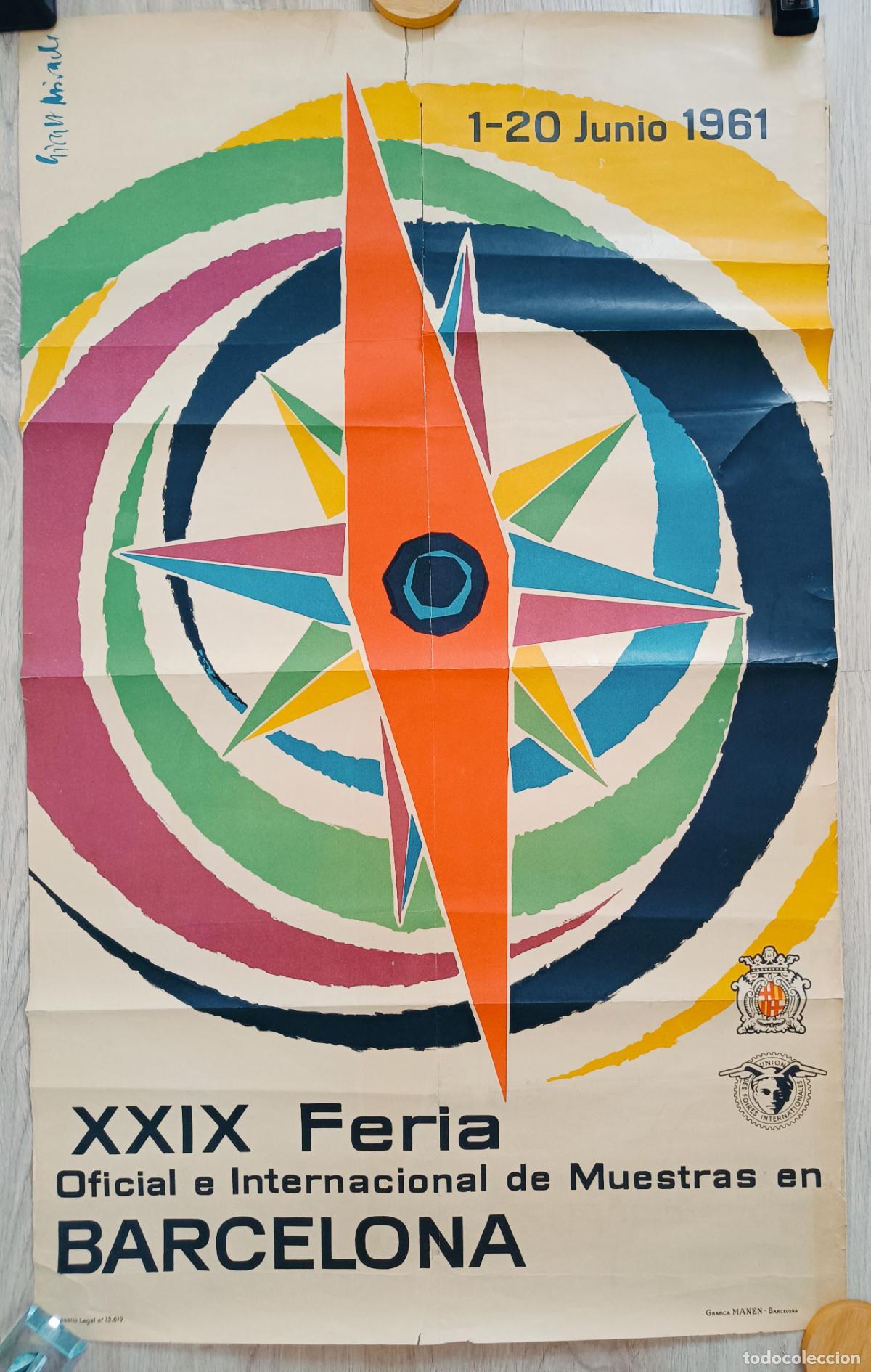 Affiches Foire: CARTEL XXIX FERIA INTERNACIONAL DE MUESTRAS BARCELONA 1961 MIRACLE CFE2