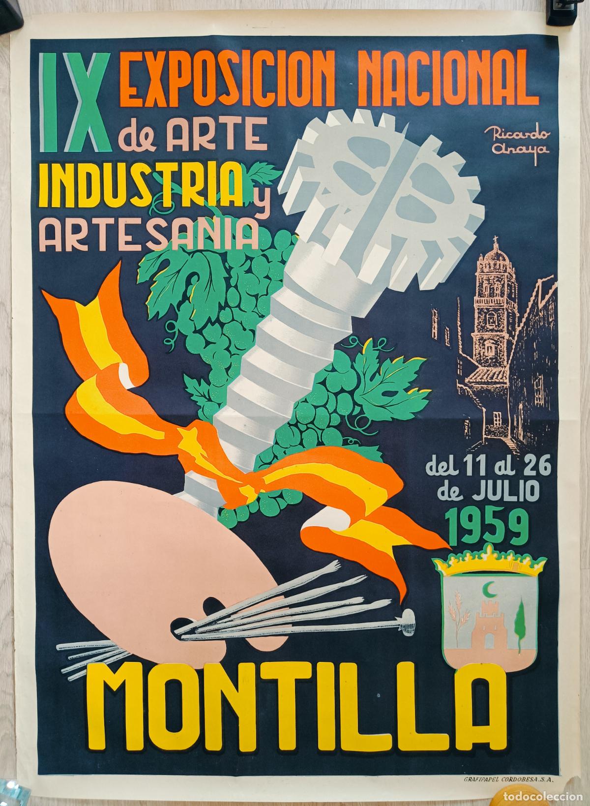 Carteles Feria: CARTEL IX EXPOSICION NACIONAL DE ARTE INDUSTRIA Y ARTESANIA MONTILLA 1959 RICARDO ANAYA CFE5