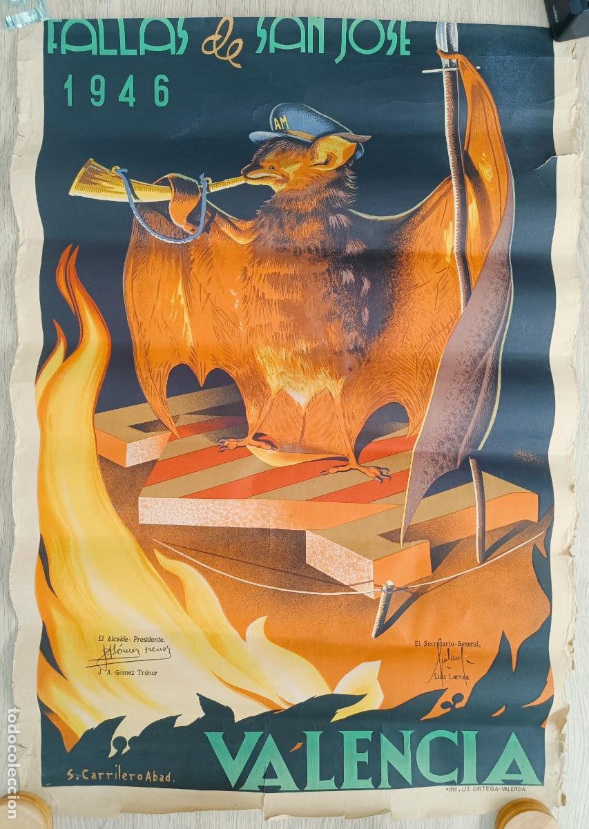 Carteles Feria: CARTEL FALLAS VALENCIA 1946 FIESTAS DE SAN JOSE S. CARRILERO ABAD PFA10