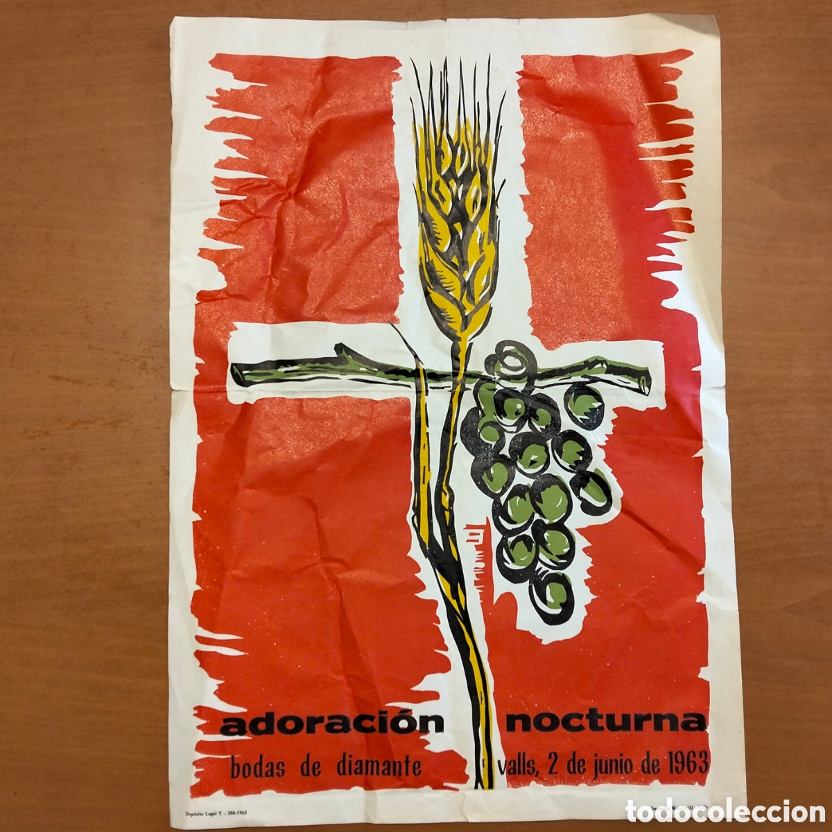 Carteles Feria: Cartel de conmemoraci&oacute;n Bodas Diamante de ADORACI&Oacute;N NOCTURNA, Valls, Tarragona 1963 (60 aniversario)