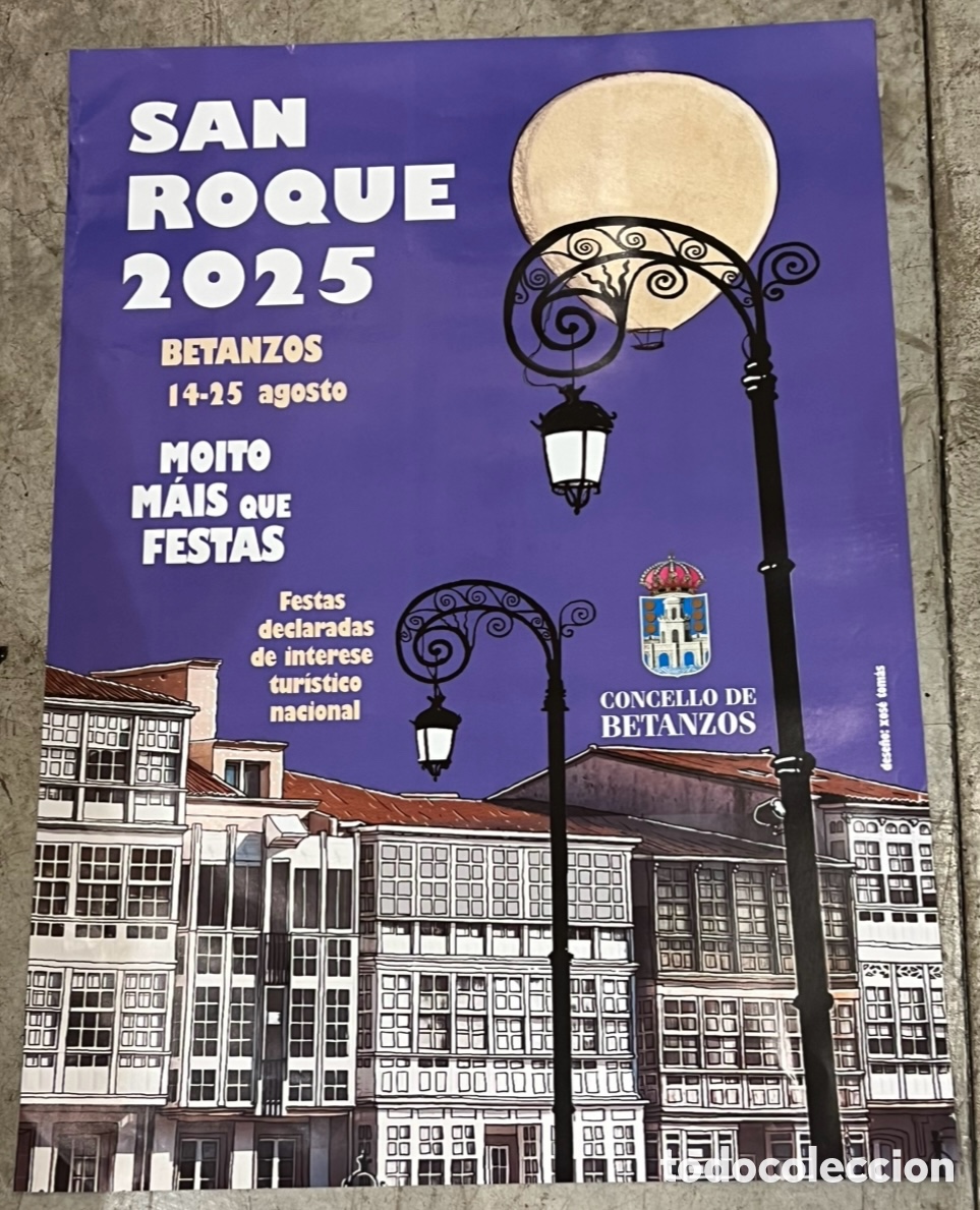 Carteles Feria: Cartel. Festas San Roque. Betanzos. Coru&ntilde;a. Xos&eacute; Tom&aacute;s. 2025.