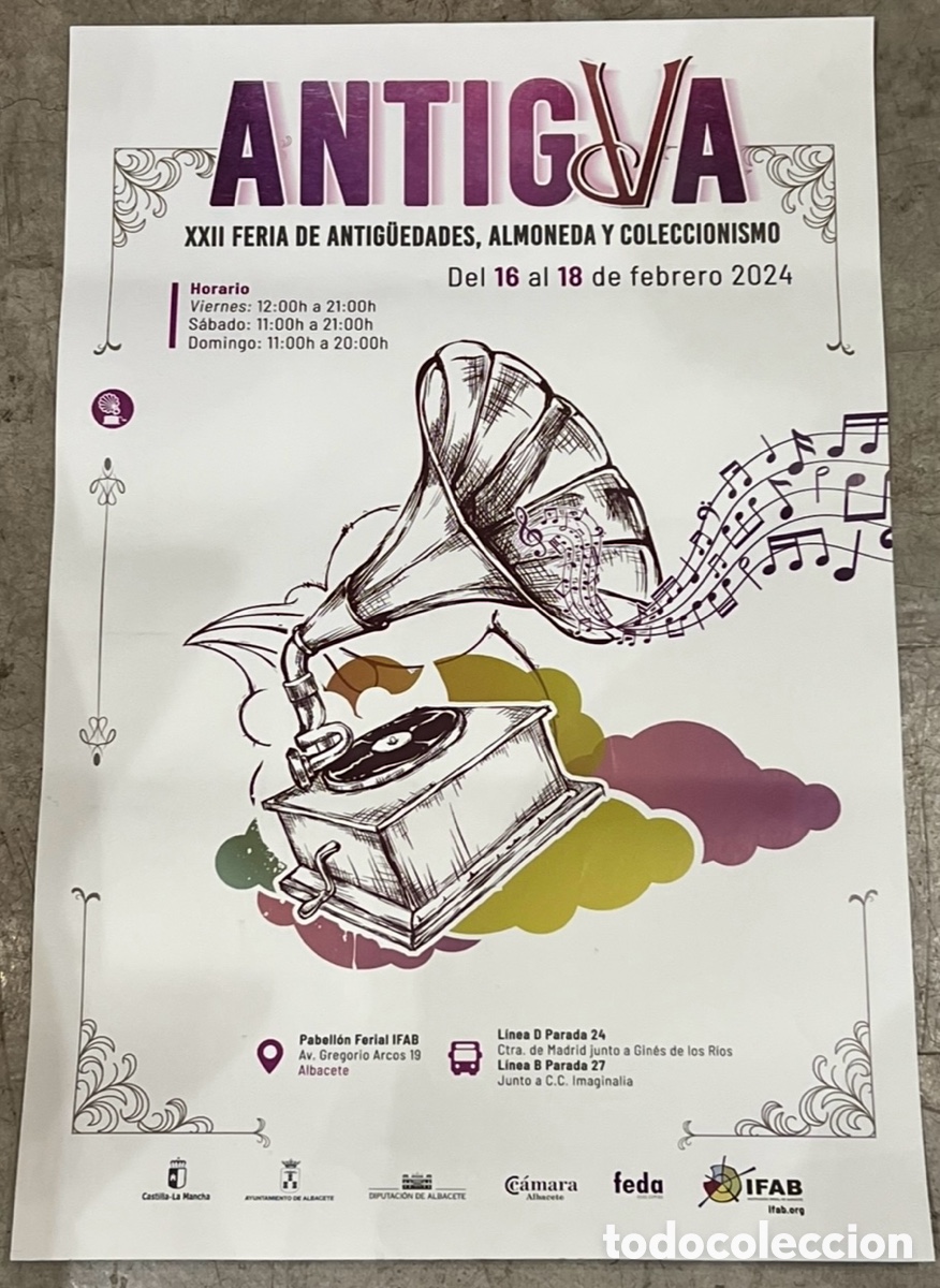 Carteles Feria: Cartel. Antigua. XXII Feria de Antig&uuml;edades, Almoneda y Coleccionismo. Albacete. 2024.