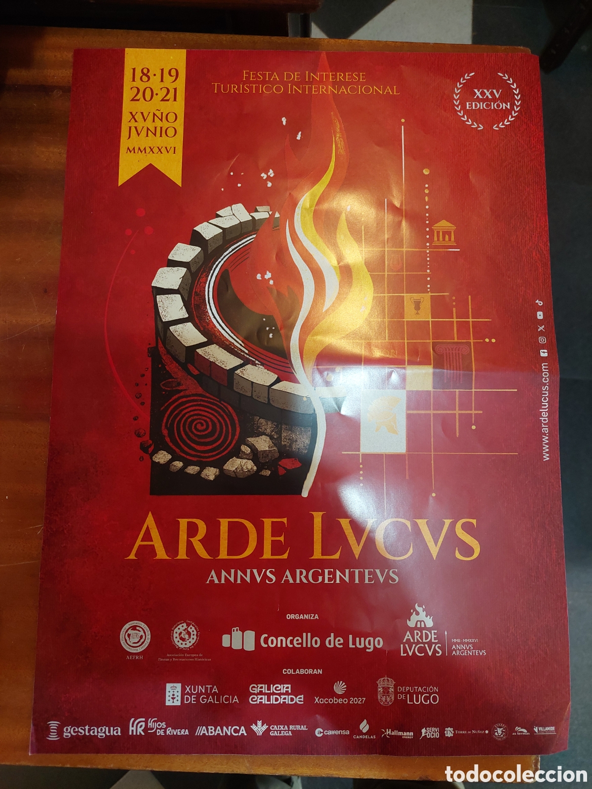 Carteles Feria: LUGO 2026 ARDE LVCVS P&Oacute;STER FUESTA ROMANA JUNIOXXV EDICION ANTIG&Uuml;EDADES COLISEVM LUGO