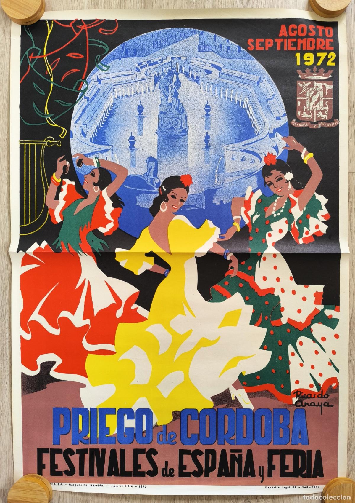Carteles Feria: RW CARTEL FERIAS Y FIESTAS PRIEGO DE CORDOBA 1972 FESTIVALES DE ESPA&Ntilde;A RICARDO ANAYA CFF139