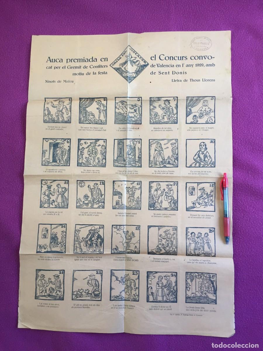 Carteles feria: AUCA PREMIADA EN EL CONCURS CONVOCAT PER EL GREMI DE CONFITERS DE VALENCIA 1929 - ORIGEN DEL MOCAOR