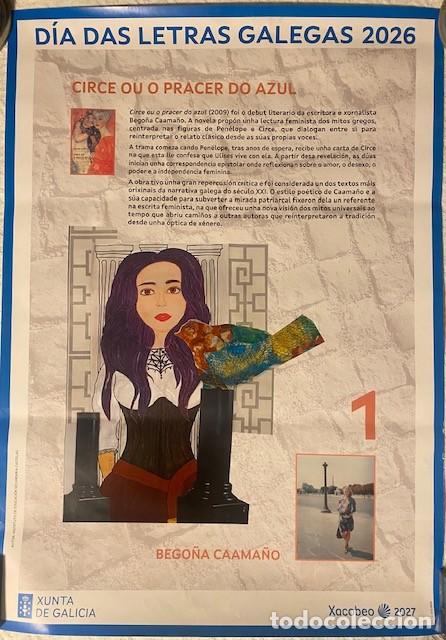Carteles feria: Cartel D&iacute;a das Letras Galegas n&ordm; 1. Bego&ntilde;a Caama&ntilde;o. Circe ou o pracer do azul. 67 cm x 48 cm.