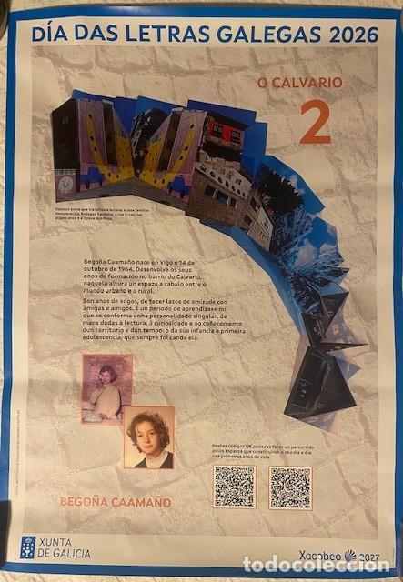Carteles feria: Cartel D&iacute;a das Letras Galegas n&ordm; 2. Bego&ntilde;a Caama&ntilde;o. O Calvario. 67 cm x 48 cm.