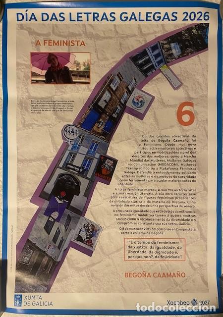 Carteles feria: Cartel D&iacute;a das Letras Galegas n&ordm; 6. Bego&ntilde;a Caama&ntilde;o. A Feminista. 67 cm x 48 cm.